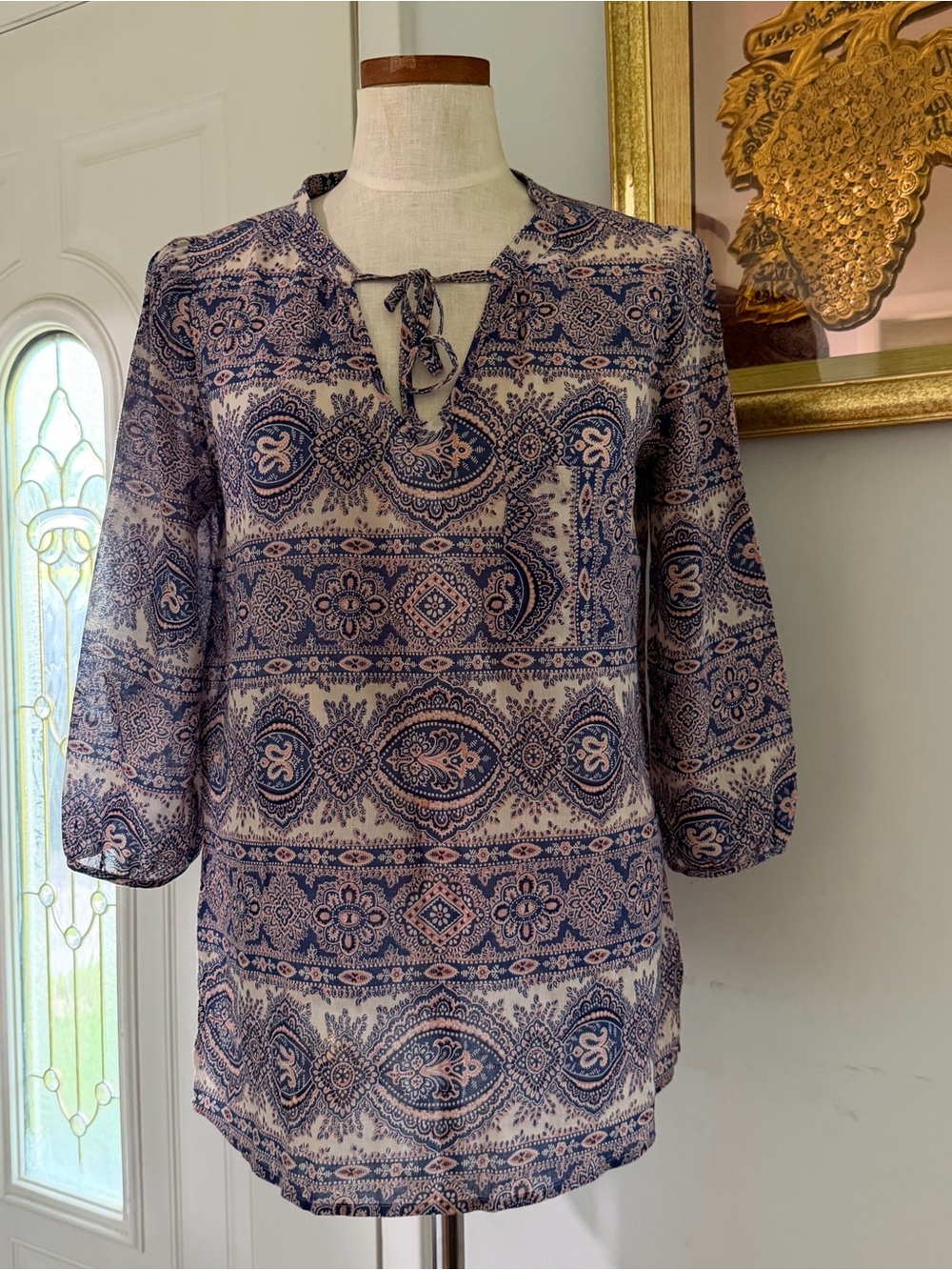 Comptoir Des Cotonniers Blue paisley print tunic shirt size 38 preowned